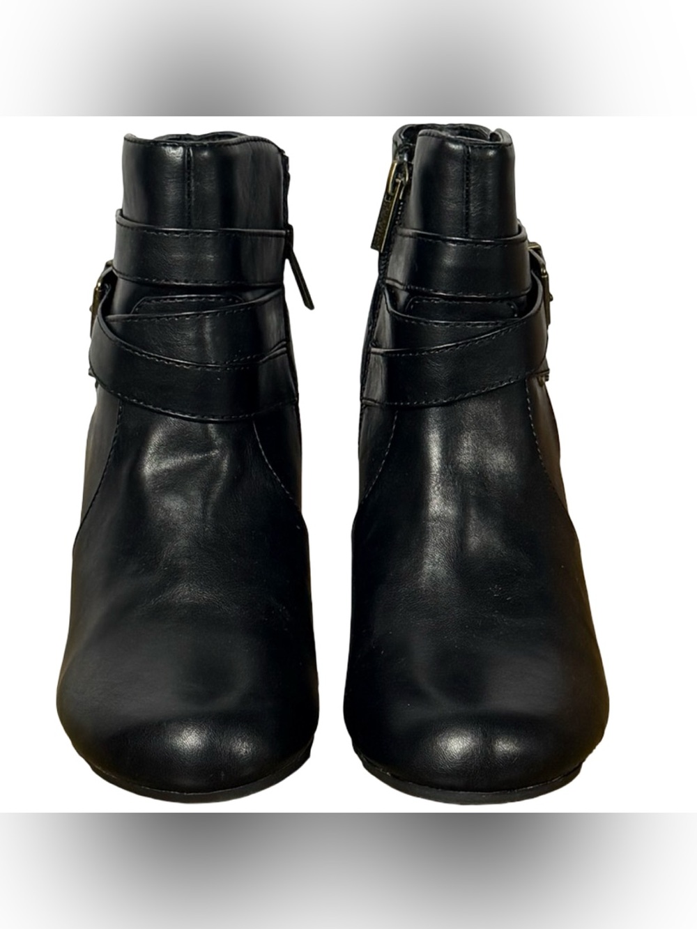 Kenneth Cole Black Faux Leather Wedge Ankle Booties Women's Size 8M